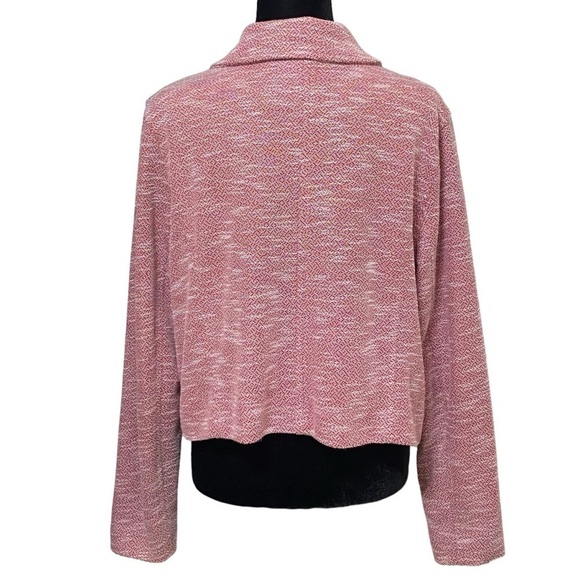 Eloquii Red White Tweed Knit Moto Jacket Size 14/16 Cropped Asymmetrical Zip - Picture 6 of 10